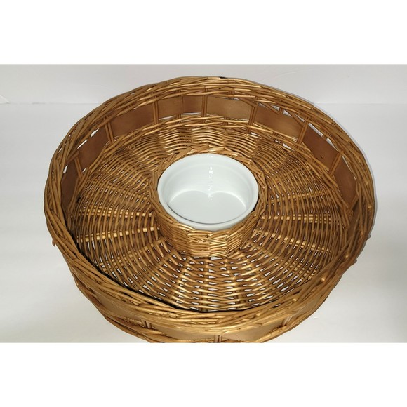 Rattan wicker chip and dip serving basket tray bowl vintage - Picture 2 of 10
